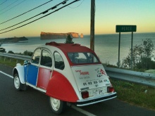 Arrivée à Percé, Rocher Percé au loin